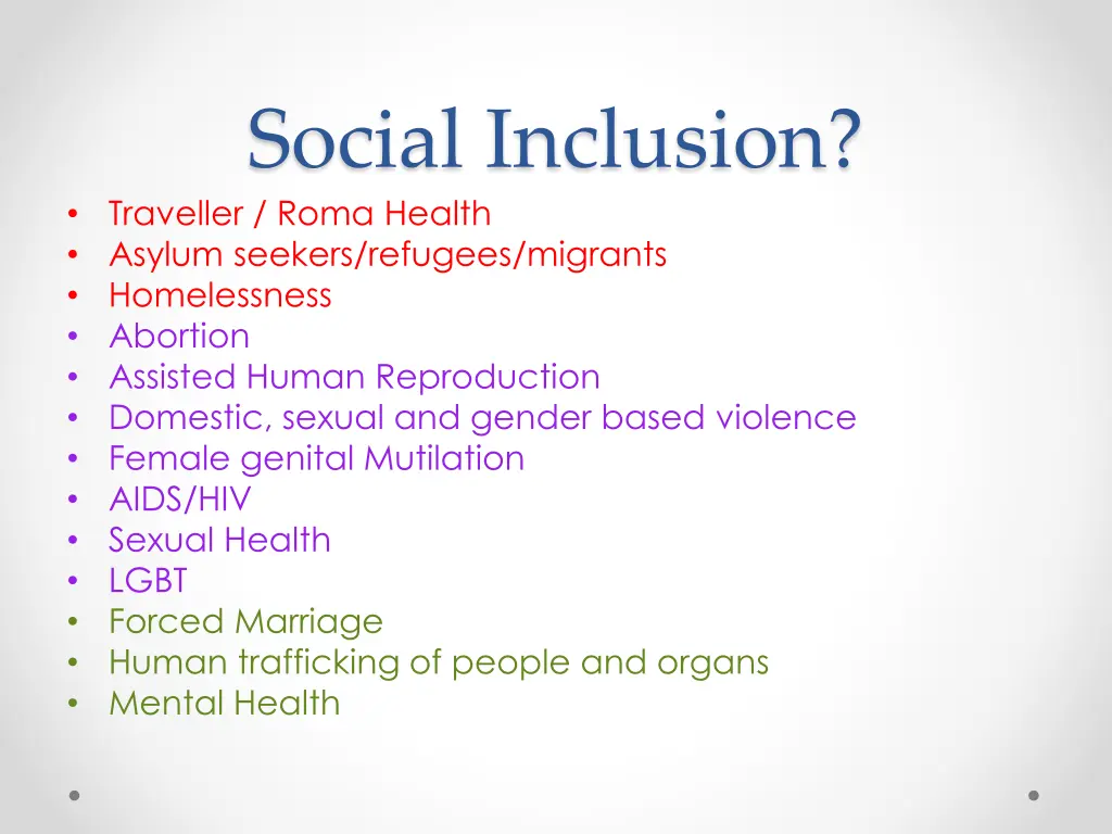 social inclusion traveller roma health asylum