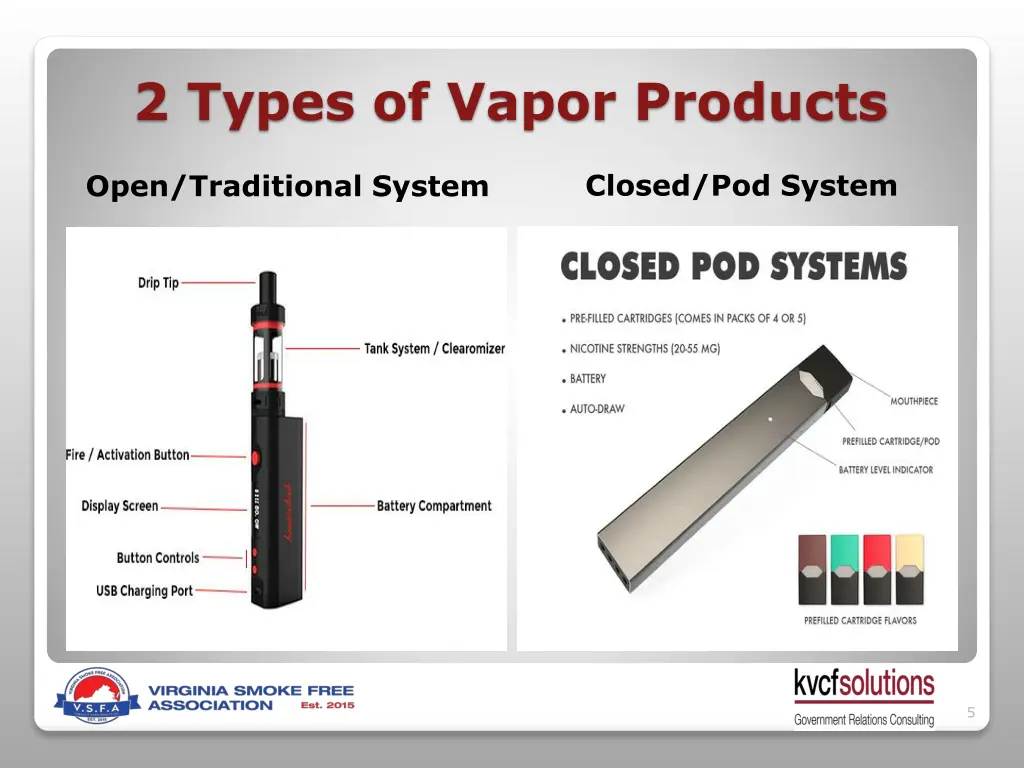 2 types of vapor products