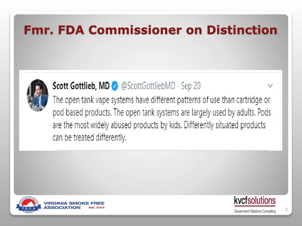 fmr fda commissioner on distinction