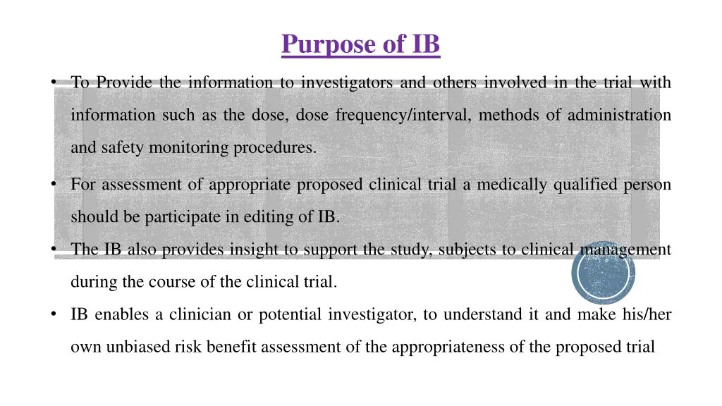 purpose of ib
