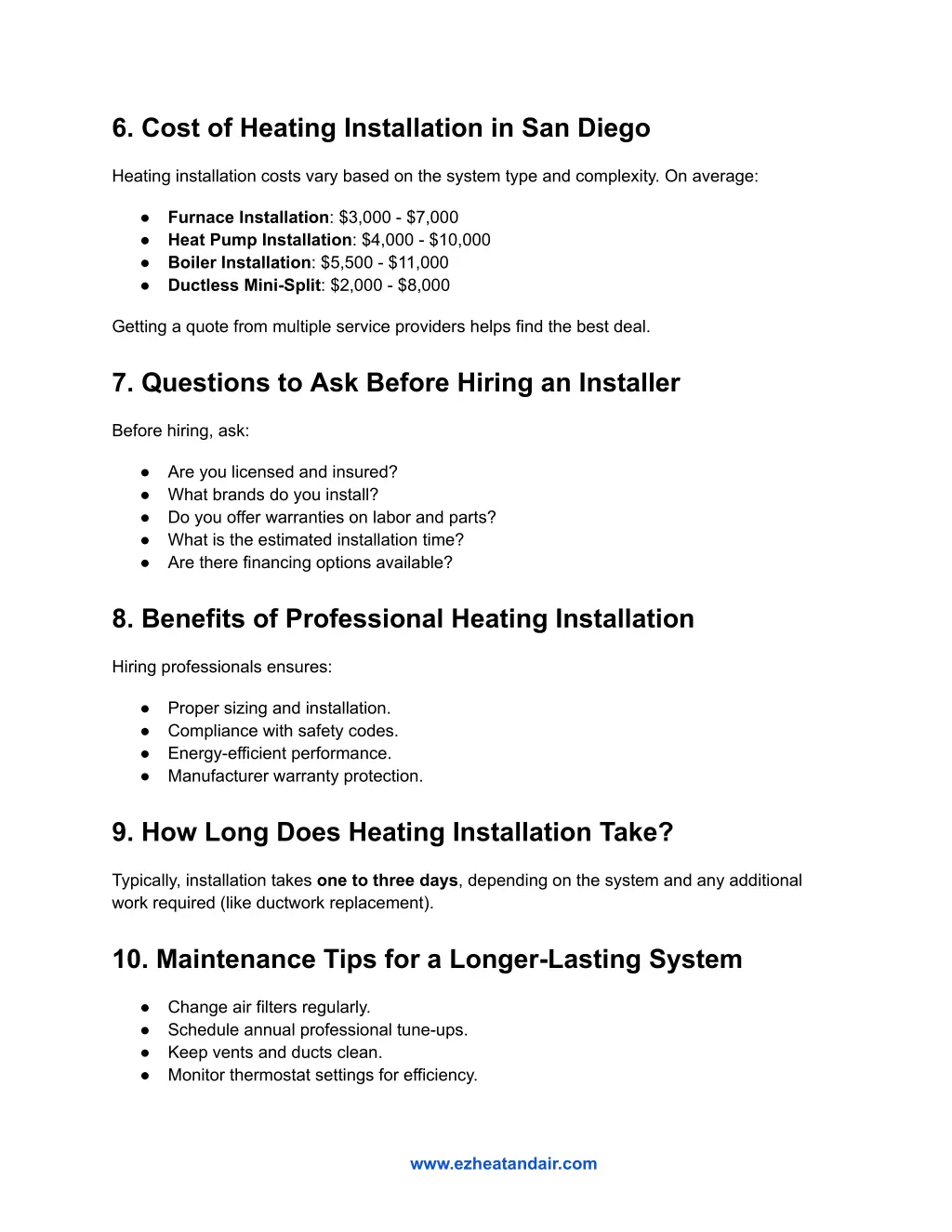 6 cost of heating installation in san diego