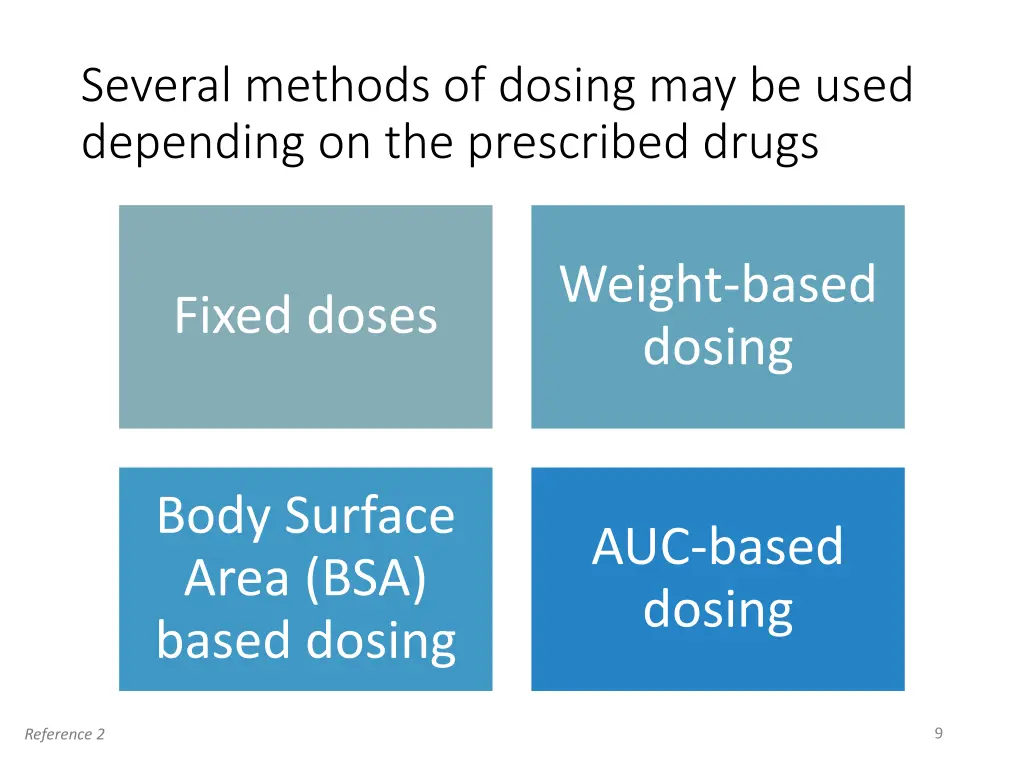 several methods of dosing may be used depending