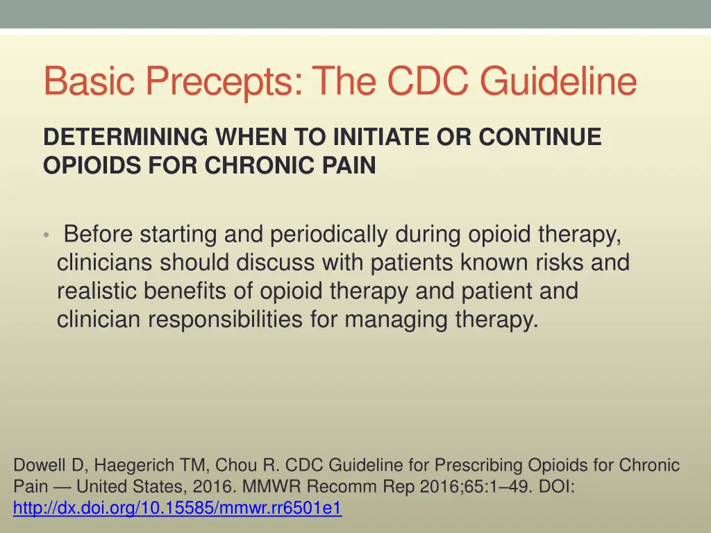 basic precepts the cdc guideline 2