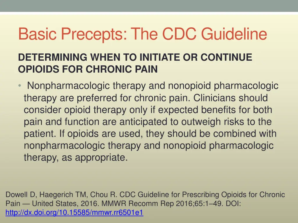basic precepts the cdc guideline