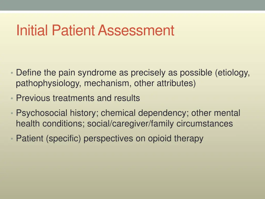 initial patient assessment