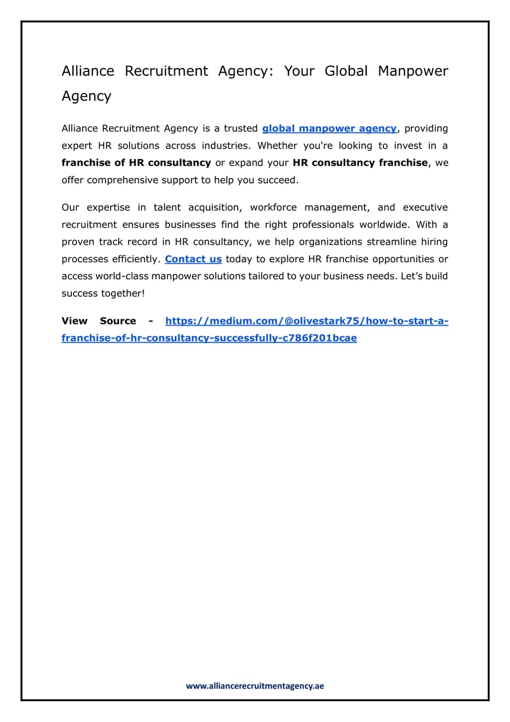 alliance recruitment agency your global manpower