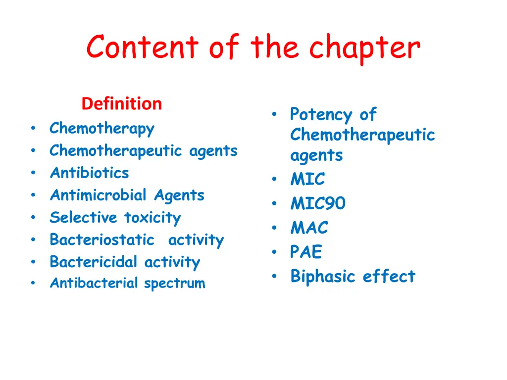 content of the chapter