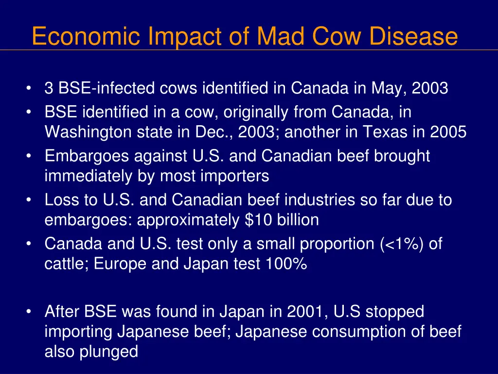 economic impact of mad cow disease