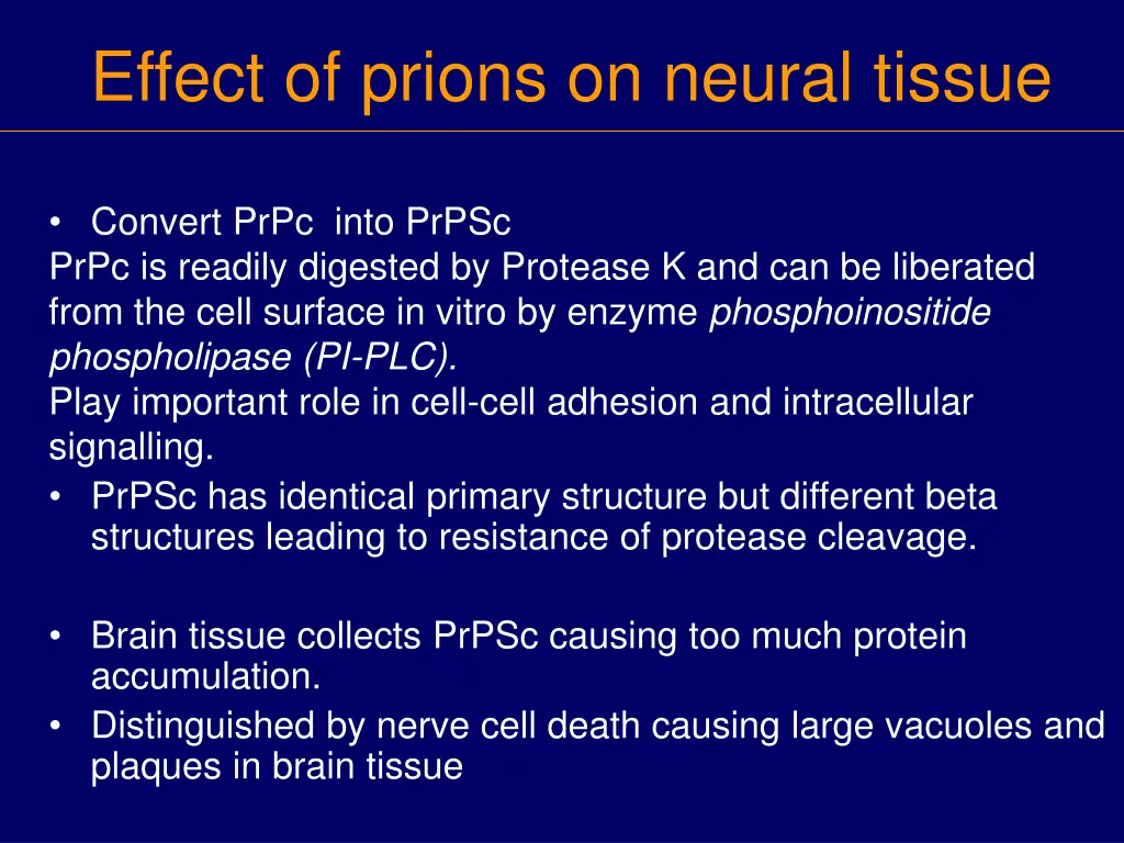 effect of prions on neural tissue