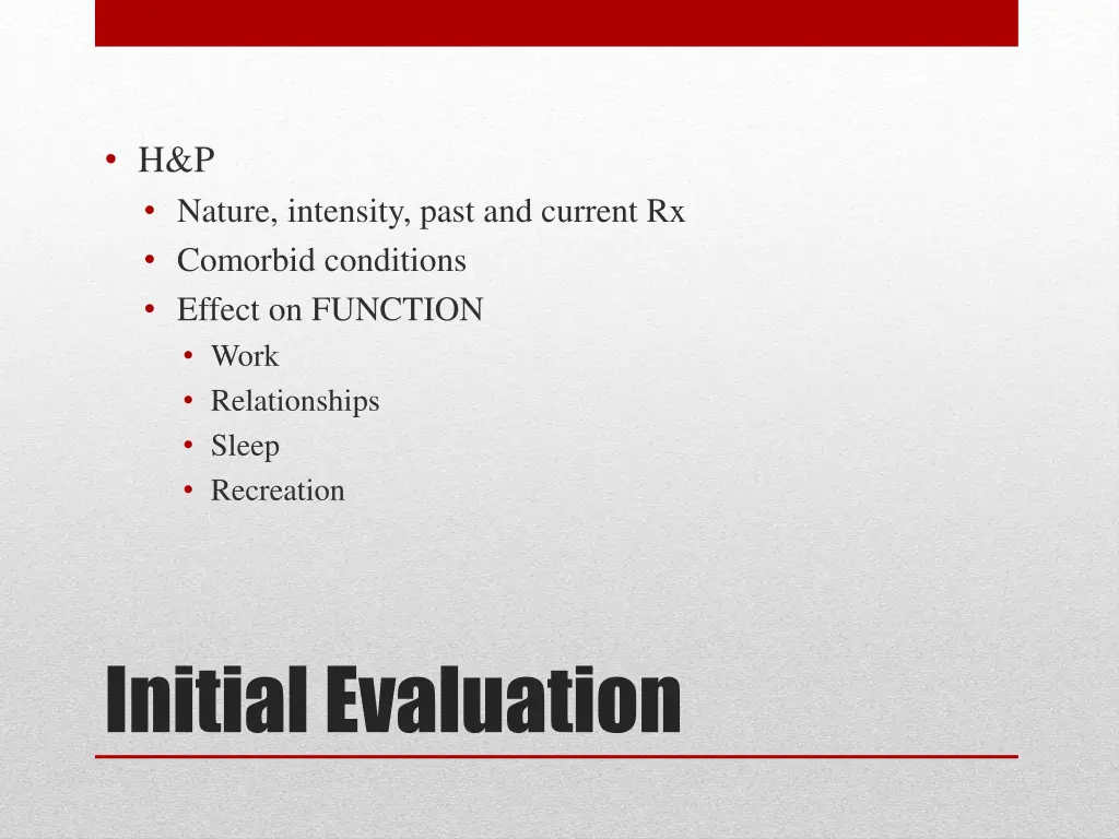 h p nature intensity past and current rx comorbid