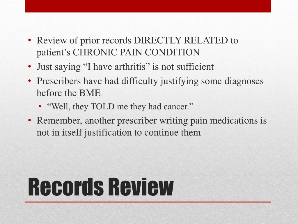 review of prior records directly related