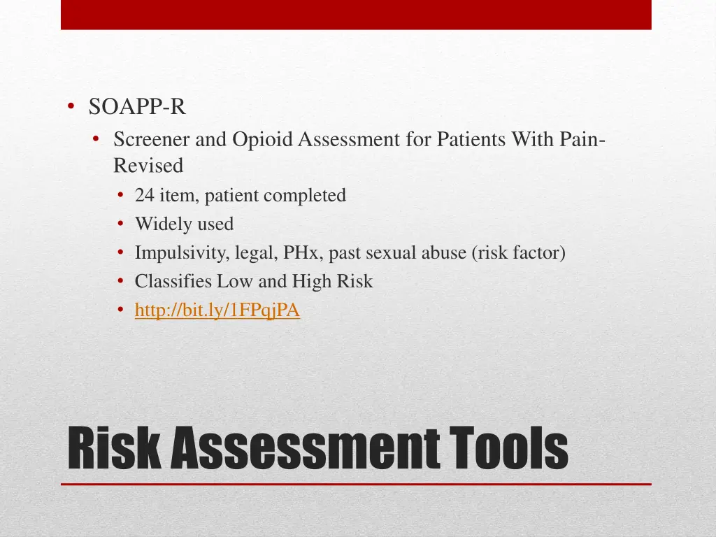 soapp r screener and opioid assessment