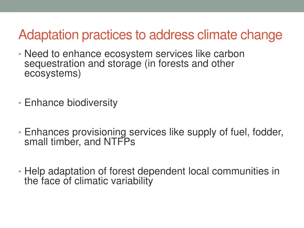 adaptation practices to address climate change