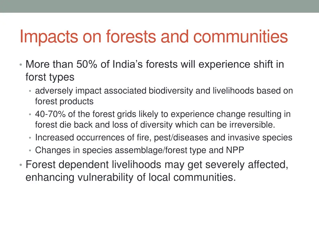 impacts on forests and communities