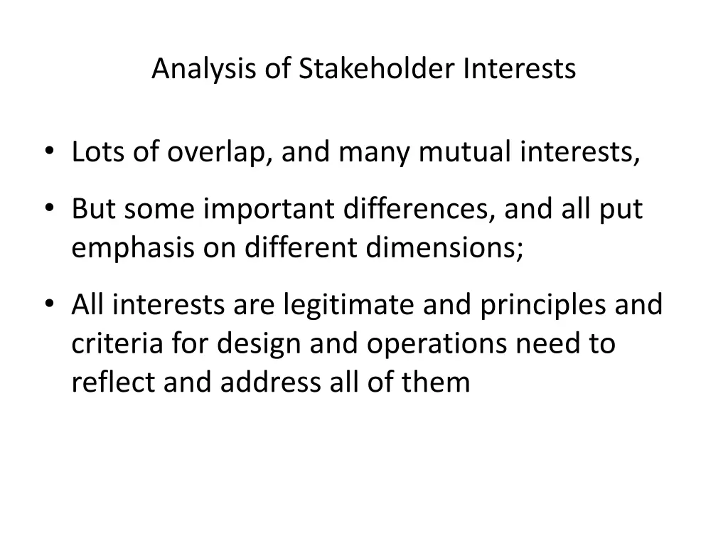 analysis of stakeholder interests