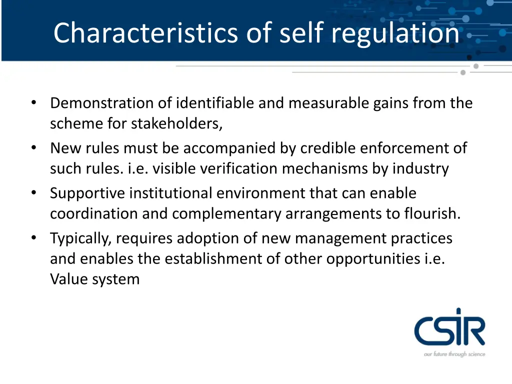 characteristics of self regulation