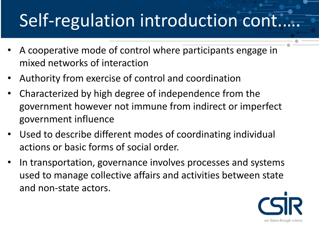 self regulation introduction cont