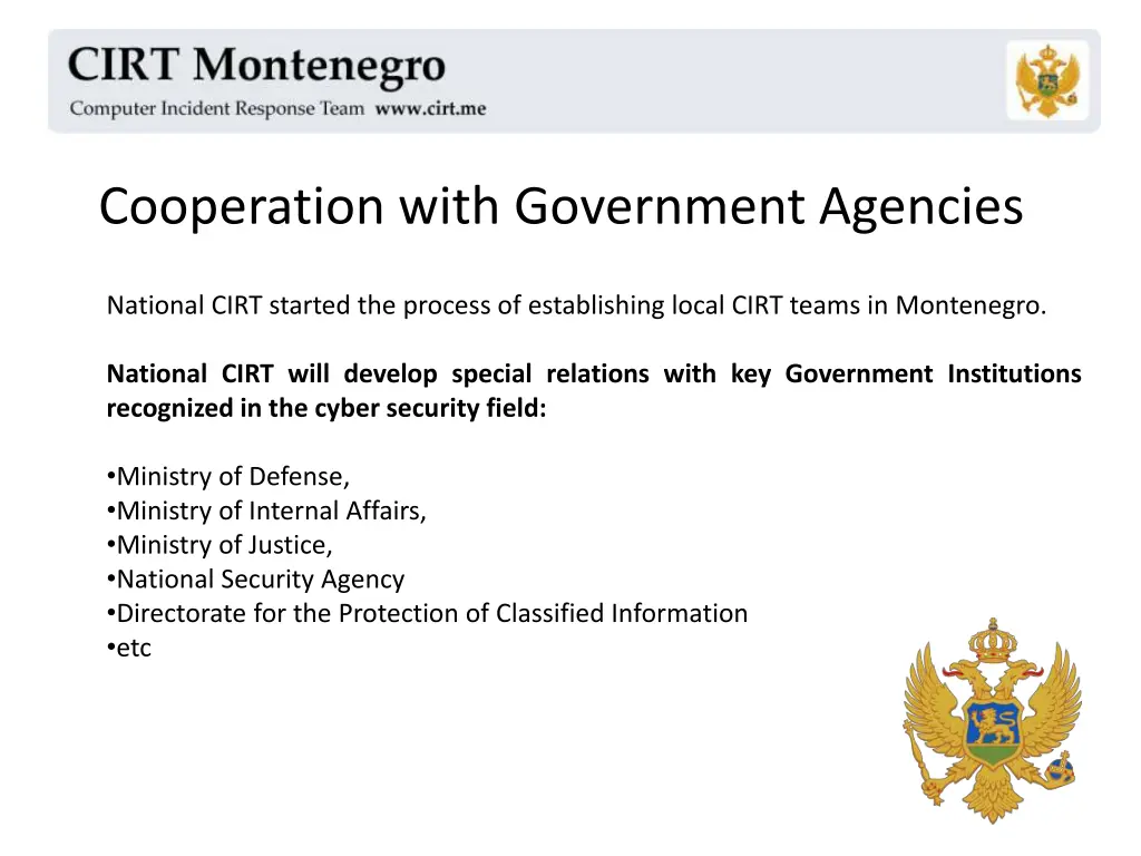 cooperation with government agencies