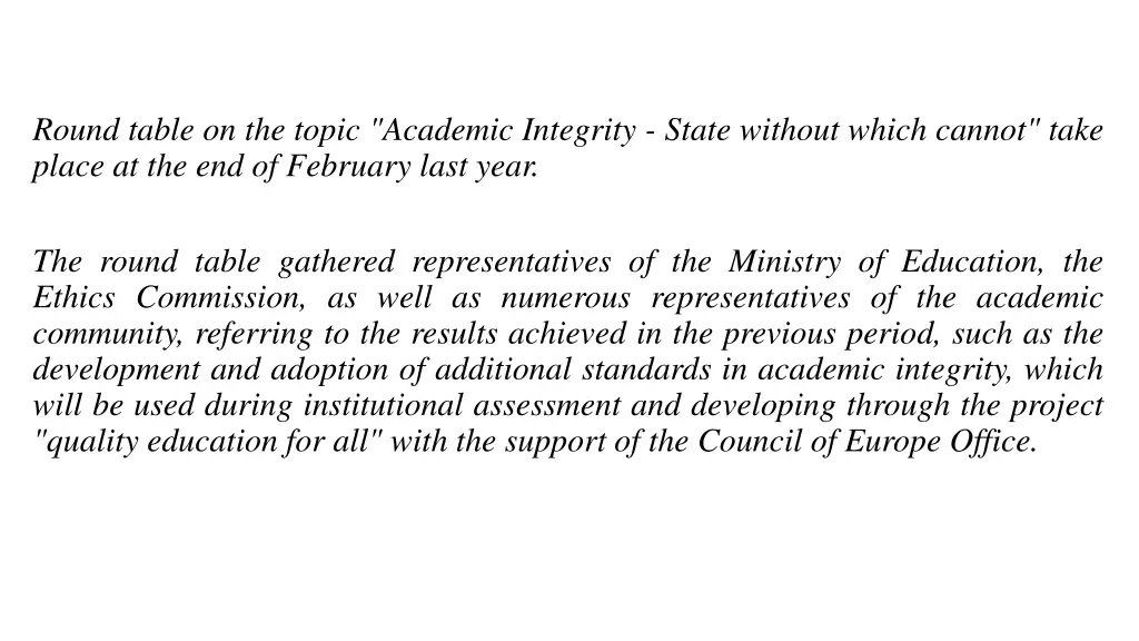 round table on the topic academic integrity state