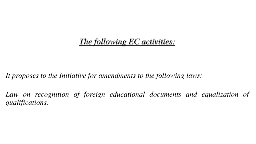 the following ec activities