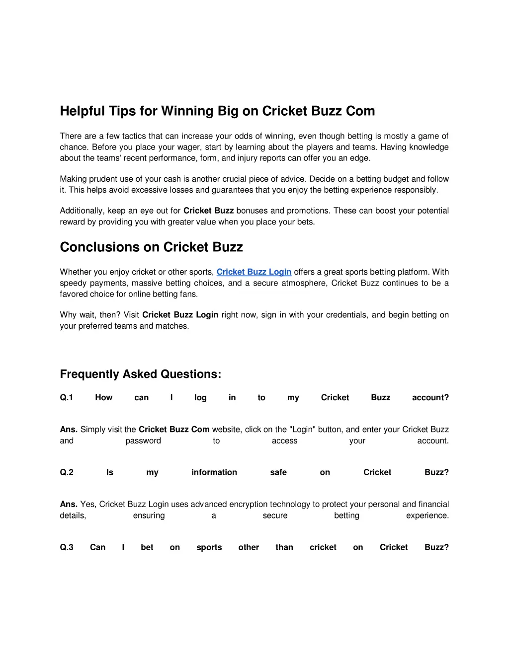 helpful tips for winning big on cricket buzz com