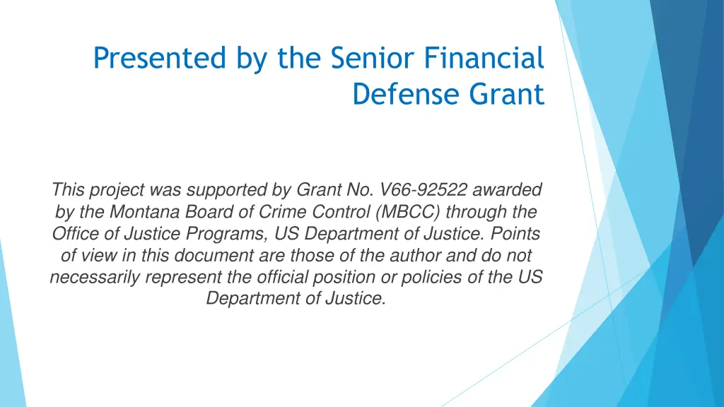 presented by the senior financial