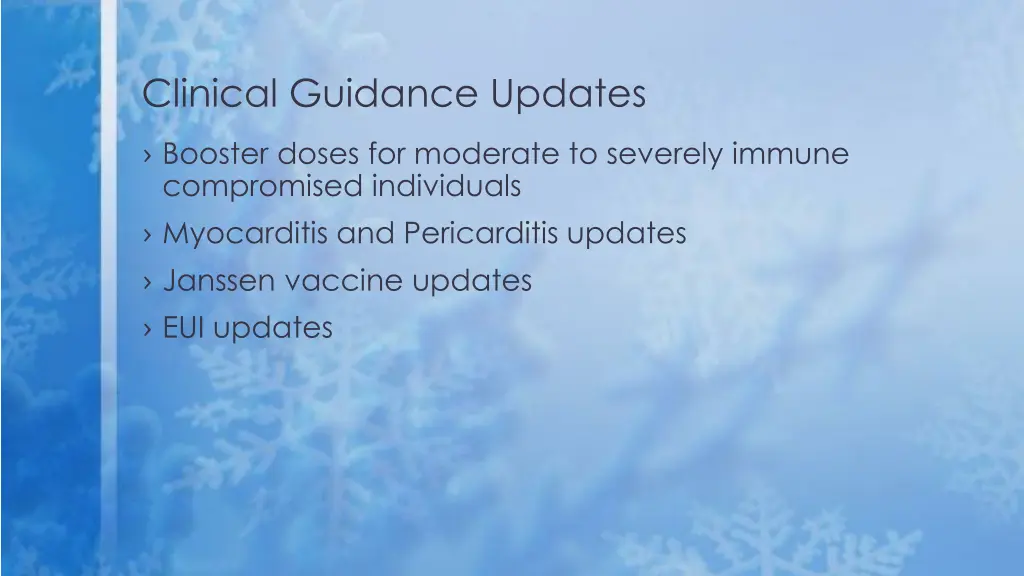 clinical guidance updates