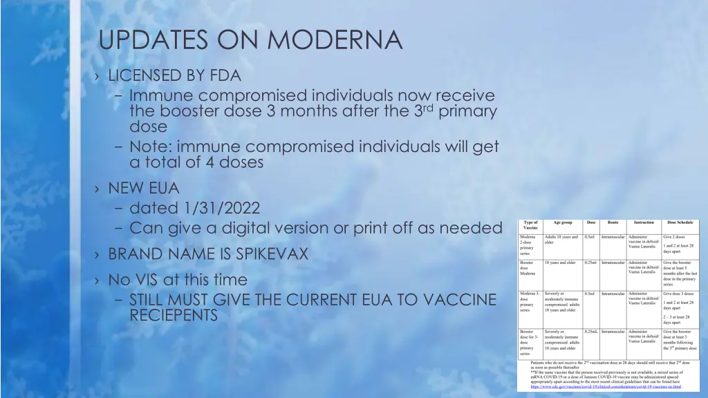 updates on moderna