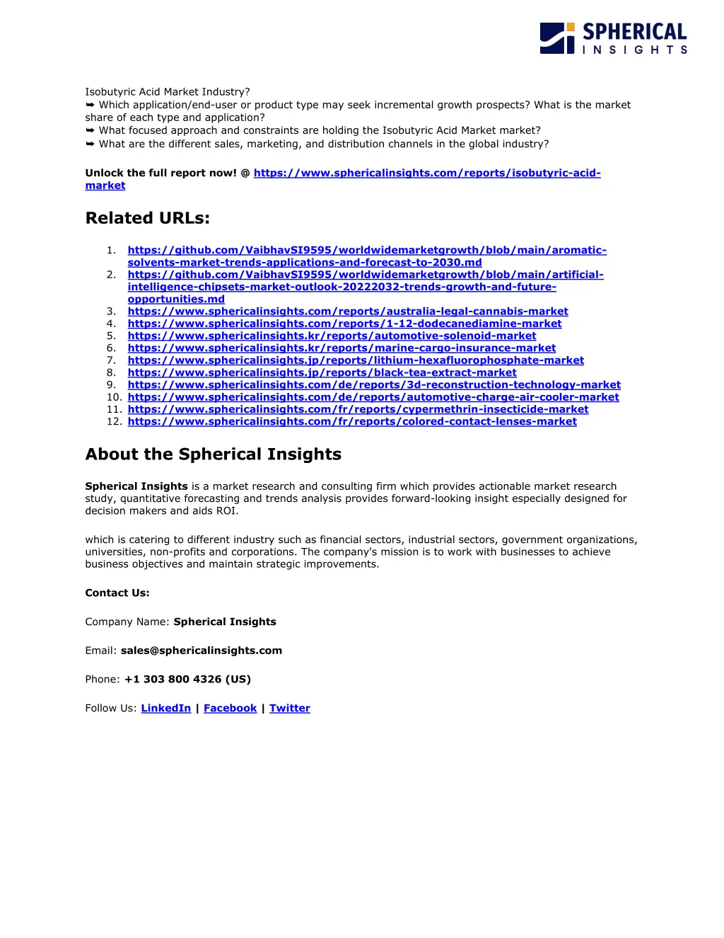 isobutyric acid market industry which application