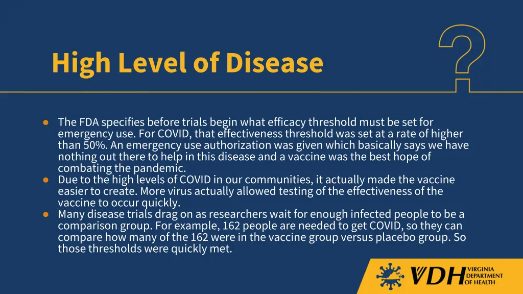 high level of disease