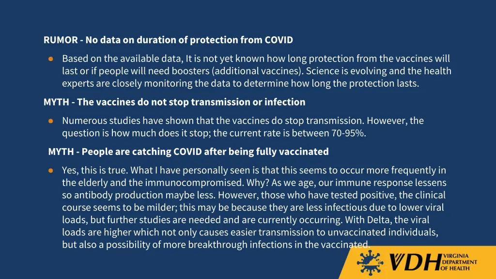 rumor no data on duration of protection from covid