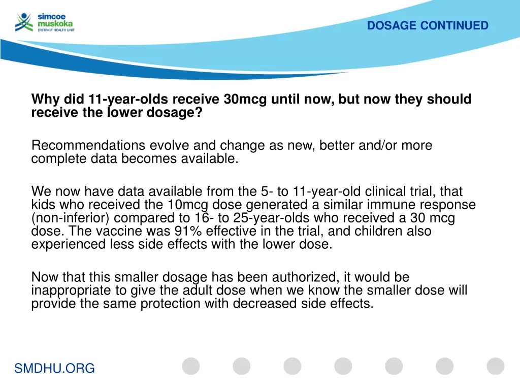 dosage continued
