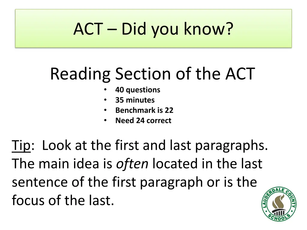 act did you know 2