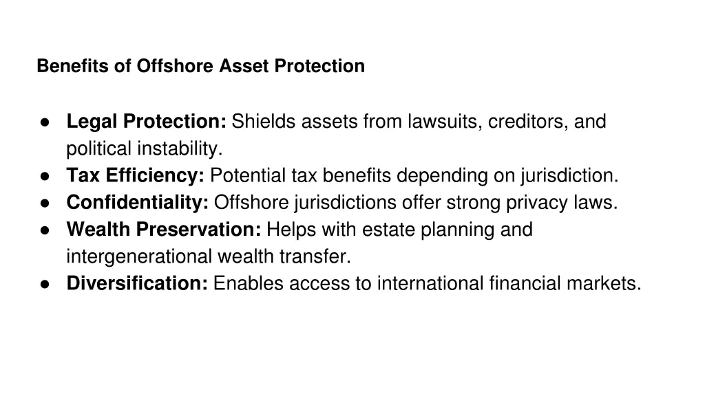 benefits of offshore asset protection