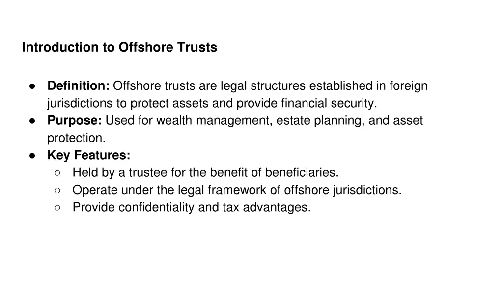 introduction to offshore trusts