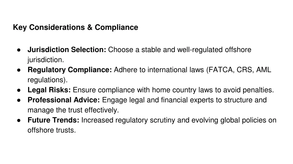 key considerations compliance