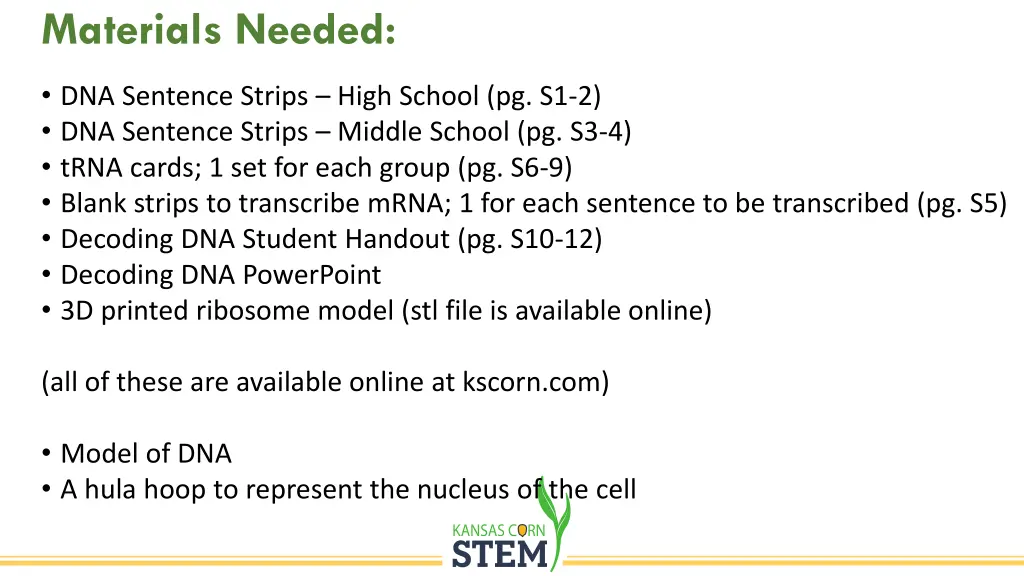 materials needed