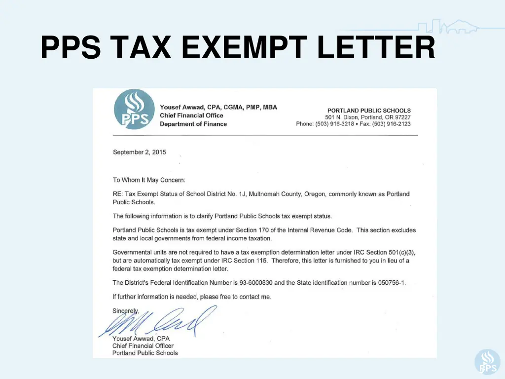 pps tax exempt letter