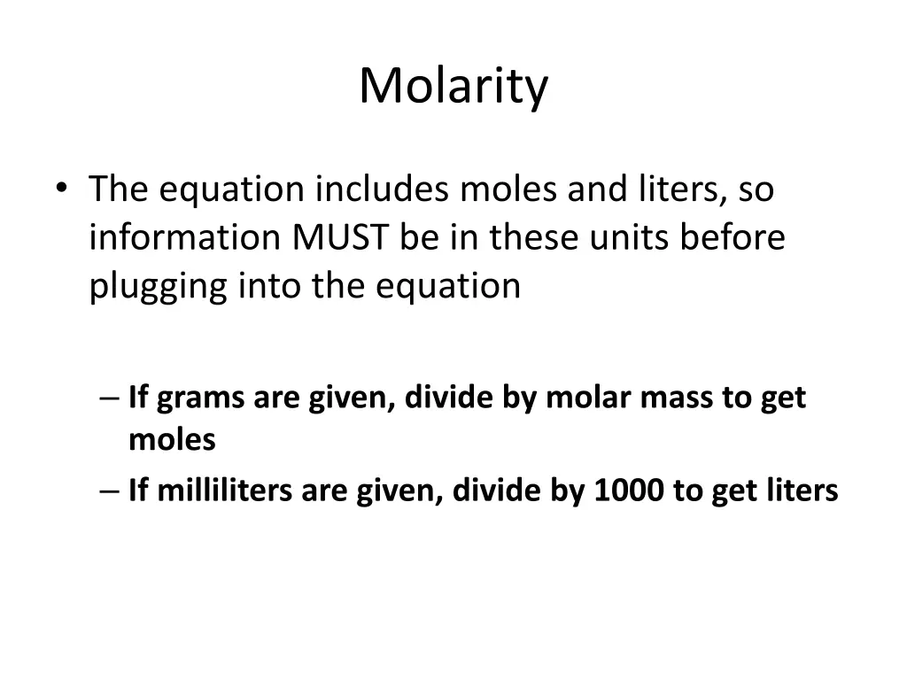 molarity 1