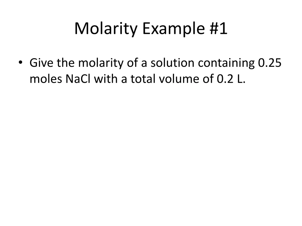 molarity example 1