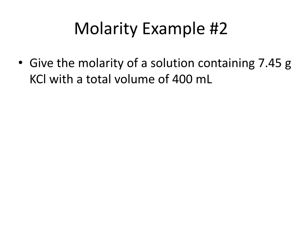 molarity example 2