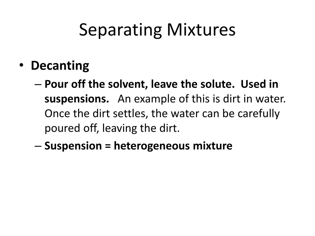separating mixtures