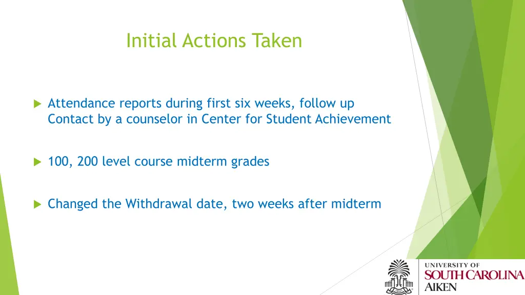 initial actions taken