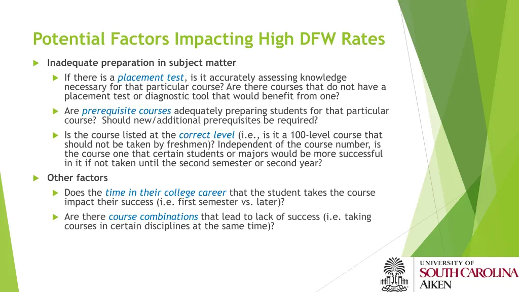 potential factors impacting high dfw rates 1