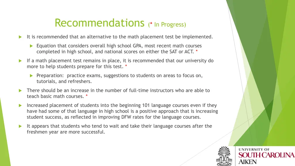 recommendations in progress 1