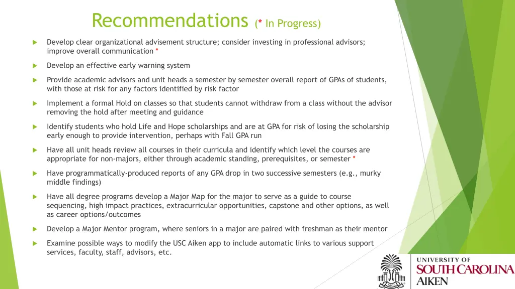 recommendations in progress 2