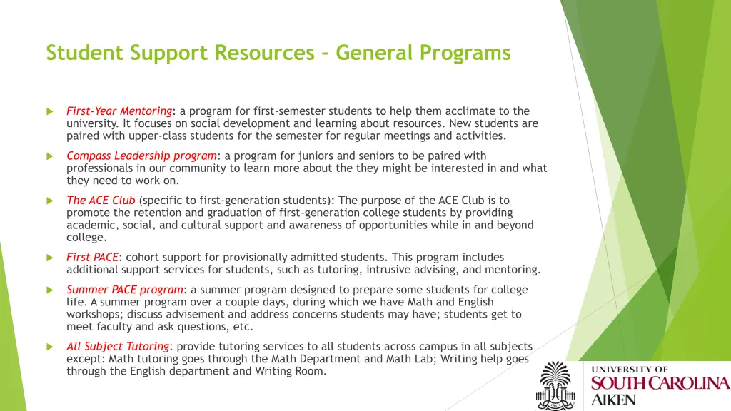 student support resources general programs