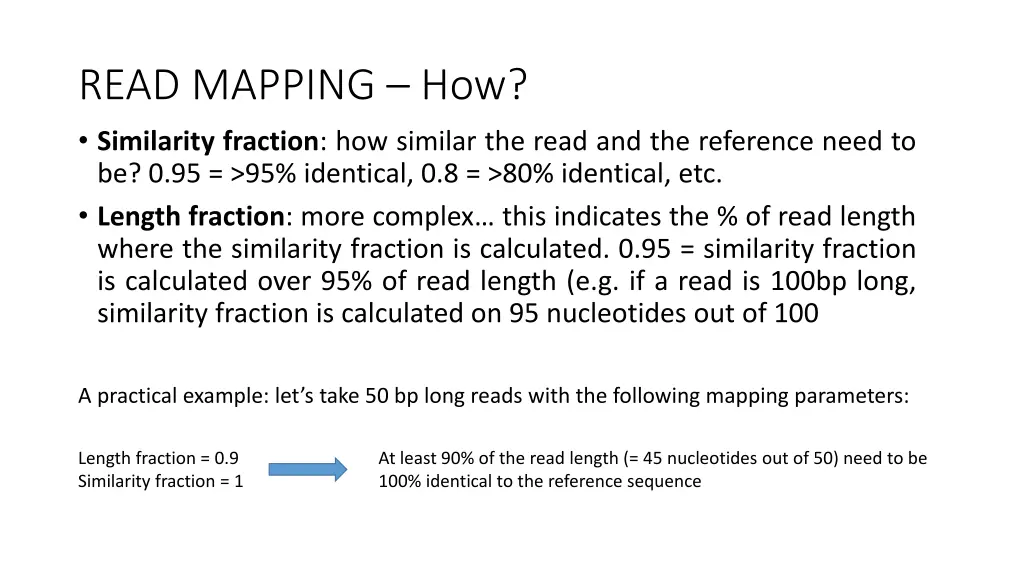 read mapping how similarity fraction how similar