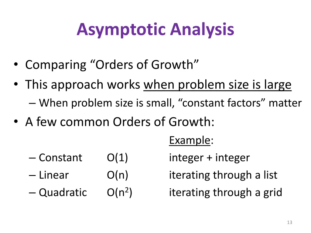asymptotic analysis