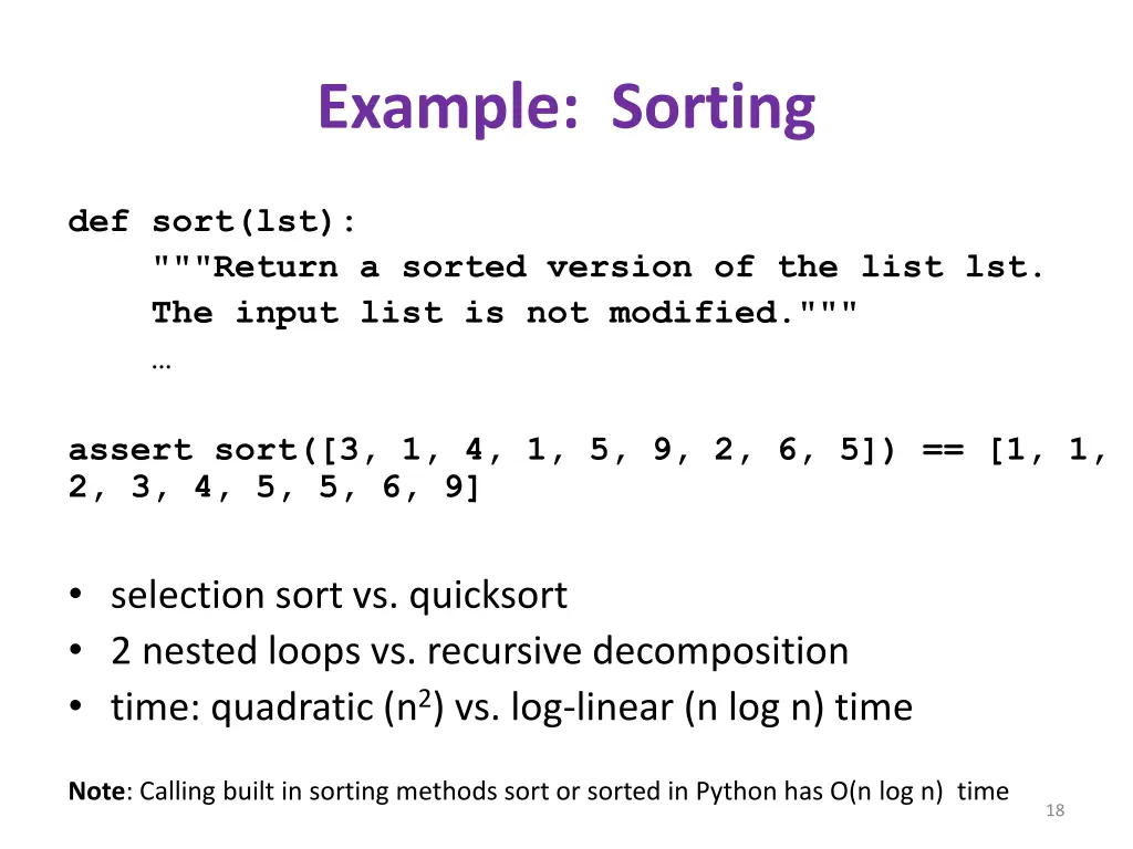 example sorting